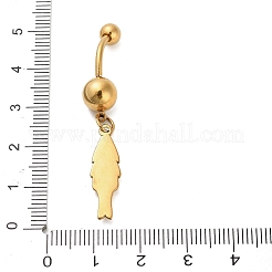 Кольца для живота с резными подвесками в виде штанги из нержавеющей стали 304 с кристаллами и стразами&nbsp;LS-STAS-C147-18B-G