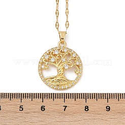 Латунные подвески из кубического циркония с подвеской «дерево жизни»&nbsp;NJEW-D309-01G-B