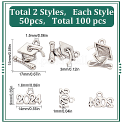 100 шт. 2 стиля подвески из сплава в тибетском стиле&nbsp;TIBE-SC0001-88