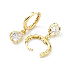 Серьги-кольца с каплевидным покрытием из латуни с кубическим цирконием&nbsp;EJEW-K245-23G