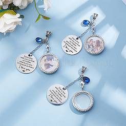 3 шт. плоская круглая подвеска-медальон из сплава со стразами&nbsp;PALLOY-HS00011