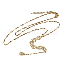 Подвеска-колье из латуни с микропаве из прозрачного кубического циркония в геометрическом стиле с кисточкой&nbsp;NJEW-P350-01C-G