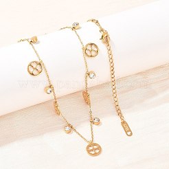 Женские ожерелья-нагрудники ко Дню Святого Патрика из нержавеющей стали 304 с кристаллами и стразами&nbsp;NJEW-A064-01G