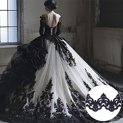 3 ярд полиэстера с цветочной кружевной отделкой&nbsp;OCOR-MA0001-47A