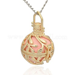 Золотой тон латунь полые круглые подвески&nbsp;LS-KK-J236-08G