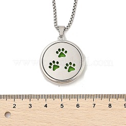 316 хирургическая нержавеющая сталь ароматерапевтический диффузор духи полые плоские круглые подвески коробка цепи ожерелья&nbsp;NJEW-R016-01P-05