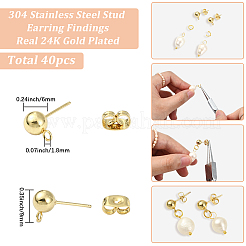 40 шт. фурнитура для сережек-гвоздиков из нержавеющей стали 304&nbsp;STAS-SC0010-54