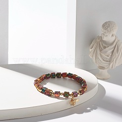 Браслеты из натуральной лавы с шестигранными бусинами&nbsp;BJEW-JB07268