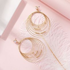 Многослойные овальные серьги-гвоздики из сплава и пластиковых жемчужин&nbsp;FS-WGD1DCA-01