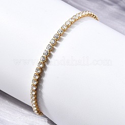 Латунные браслеты-цепочки с микропаве из прозрачных кубических цирконий для женщин&nbsp;BJEW-S170-02G-A