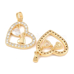Латунные микропаве прозрачные подвески с фианитом&nbsp;KK-G552-02G-04
