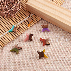 30 шт. серьги-гвоздики в форме звезды из орехового дерева 15 цветов&nbsp;EJEW-FW0001-02