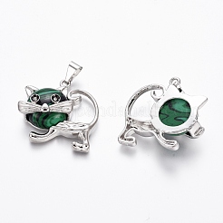 Кулоны для котят из синтетического малахита&nbsp;G-J386-C11