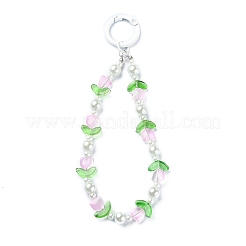 Брелок-кулон из прозрачного стеклянного бусин-тюльпана&nbsp;KEYC-JKC00493