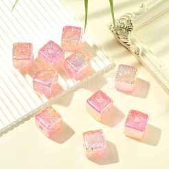 10 шт. прозрачные акриловые бусины с градиентным цветом и УФ-покрытием&nbsp;OACR-YW0002-25B