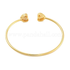 Браслеты-манжеты в форме сердца с прозрачным кубическим цирконием&nbsp;BJEW-Z072-01G