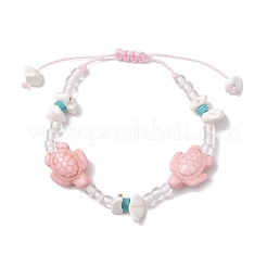 Браслеты из синтетической бирюзы и магнезита с плетением из бусин&nbsp;BJEW-JB11676