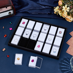 18 шт. прямоугольные пластиковые футляры для бриллиантов с губкой внутри и черными поддонами из искусственной кожи&nbsp;CON-WH0001-51B