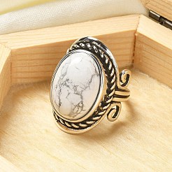 Регулируемые кольца из натурального говлита&nbsp;RJEW-I108-01AS-01