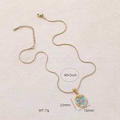 Ожерелья с подвеской в виде овала с цветком из нержавеющей стали 304 для женщин&nbsp;WT6363