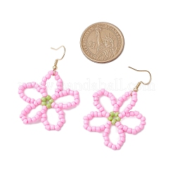 Цветок стекло бисером серьги болтающийся&nbsp;EJEW-JE06204