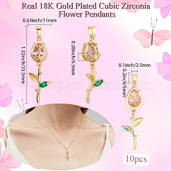 10шт латунные подвески с микропаве и кубическим цирконием&nbsp;KK-BBC0019-43