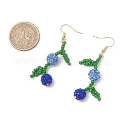 Серьги-подвески в виде диско-шариков с фруктами и паве&nbsp;EJEW-TA00632-02