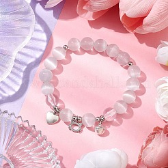 Браслеты с подвесками из латуни «кошка&nbsp;BJEW-JB10484-02