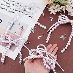 10 шт. подвески для обуви из пластика ABS с имитацией жемчуга и сплава в виде банта&nbsp;HJEW-HY00047