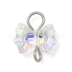 4 шт. 4-цветные подвески-бантики из гальванического стекла&nbsp;PALLOY-JF04406-02