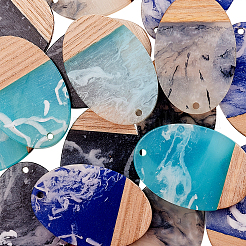 16шт 4 цвета прозрачные подвески из смолы и орехового дерева&nbsp;RESI-CJ0001-206