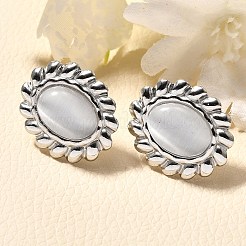 Серьги-гвоздики из нержавеющей стали 304 с овальным стеклом&nbsp;EJEW-M070-04P