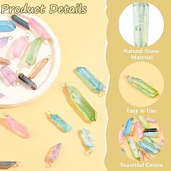 24шт 8 стиля гальванические подвески из натурального кварцевого кристалла&nbsp;PALLOY-YW00122