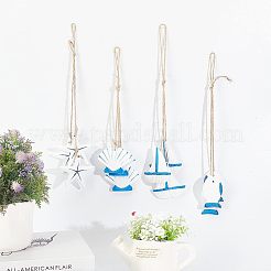 12 шт. 3 стиля средиземноморского стиля подвесные украшения из натурального дерева&nbsp;AJEW-PH0001-55