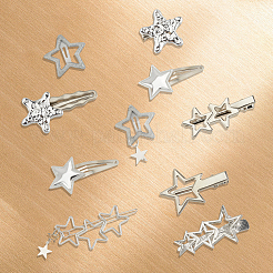 10 шт. 10 стиля: заколки-звездочки из железа и ткани с кнопками&nbsp;PHAR-CY0001-07