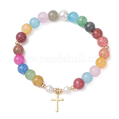 Браслеты с подвесками в виде маленького крестика из нержавеющей стали 304&nbsp;BJEW-JB13329