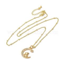 Ожерелья с подвесками из латуни с прозрачным фианитом и прозрачным фианитом&nbsp;NJEW-K269-05G-02