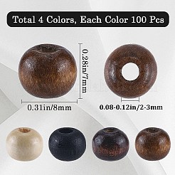 400шт 4 стиля бусины из натурального дерева&nbsp;WOOD-GF0002-15A
