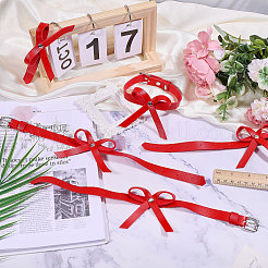 3 пара регулируемых браслетов на лодыжку из искусственной кожи с бантом&nbsp;AJEW-PH0007-83