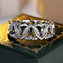 Кольца из сплава с кристаллами и стразами для женщин&nbsp;FS-WGCDF69-01