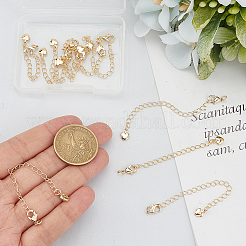 12 шт. 2-х стилевая латунная удлинительная цепь с подвесками в виде сердечек и карабинами&nbsp;KK-BBC0021-77