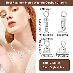 8 шт. 2 стиля подвески в виде сапог и шляпы в стиле ковбоя в западном стиле с покрытием из латуни&nbsp;ZIRC-BBC0003-02