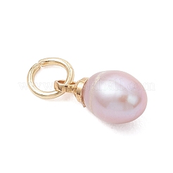 Кулоны в виде рисовых зерен из натурального культивированного пресноводного жемчуга с латунными креплениями.&nbsp;PALLOY-JF05028