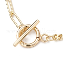 Браслеты из латуни с плоскими круглыми подвесками в виде слов «любовь» и сердечек.&nbsp;BJEW-JB13482