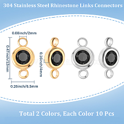 20 шт. двухцветные звенья/соединители из нержавеющей стали 304 со стразами&nbsp;STAS-BBC0009-18