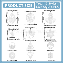 48 шт. 12 стиля филигранных подвесок из нержавеющей стали 201/304&nbsp;STAS-UN0064-14