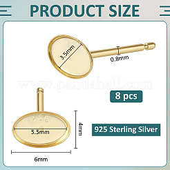 4 пара 925 сережек-гвоздиков из стерлингового серебра&nbsp;STER-BC0003-92G