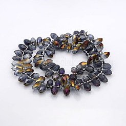 Полупрозрачные граненые каплевидные стеклянные подвески бусины нити GLAA-A023A-HP01