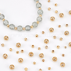 240 шт. 4 вида долговечных латунных бусин с покрытием&nbsp;KK-AR0002-32