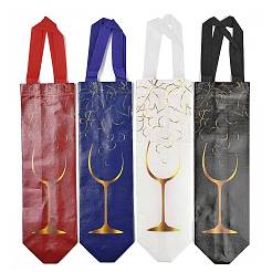 Нетканые многоразовые складные подарочные пакеты для винных бутылок с ручкой ABAG-C012-06